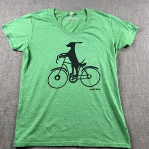 Marushka V-Neck Graphic Print Tshirt Dog Riding Bike